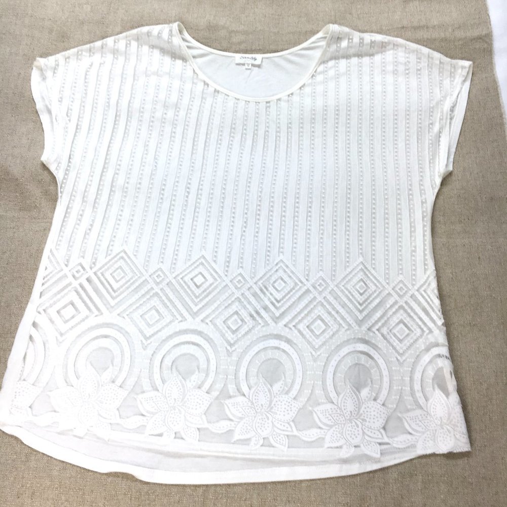 Siren Lily White Sheer Soft Tee Top SZ 3X
